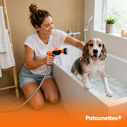 Rinsoo shower head that gently cleans your pets
