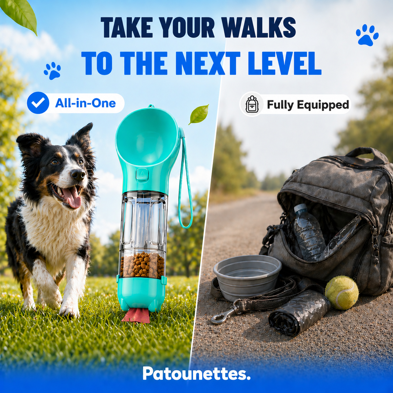 water bottle-dog-walk-without-bag-paw